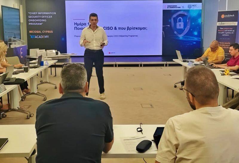 Panos Panayiotou presenting at the CISO Onboarding Programme in Nicosia